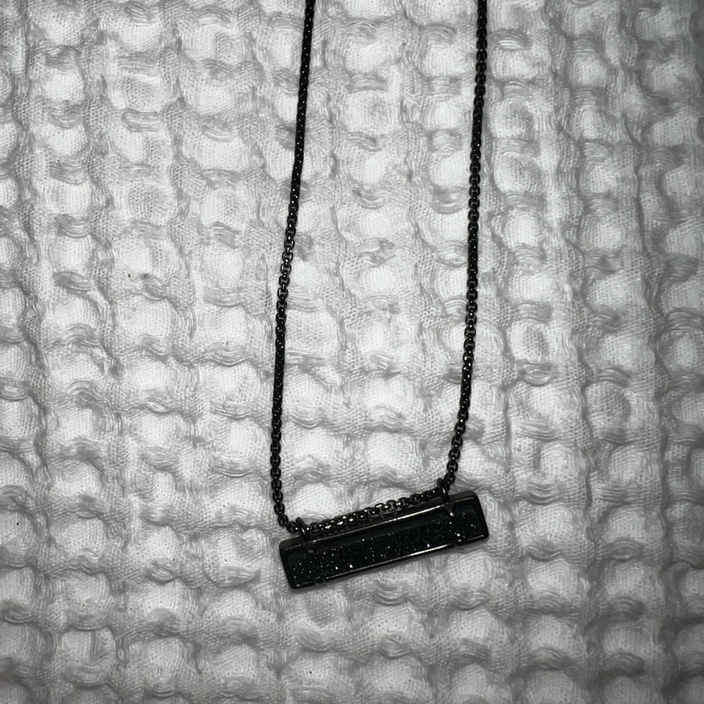 Kendra Scott Leanor gunmetal and black drusy bar necklace